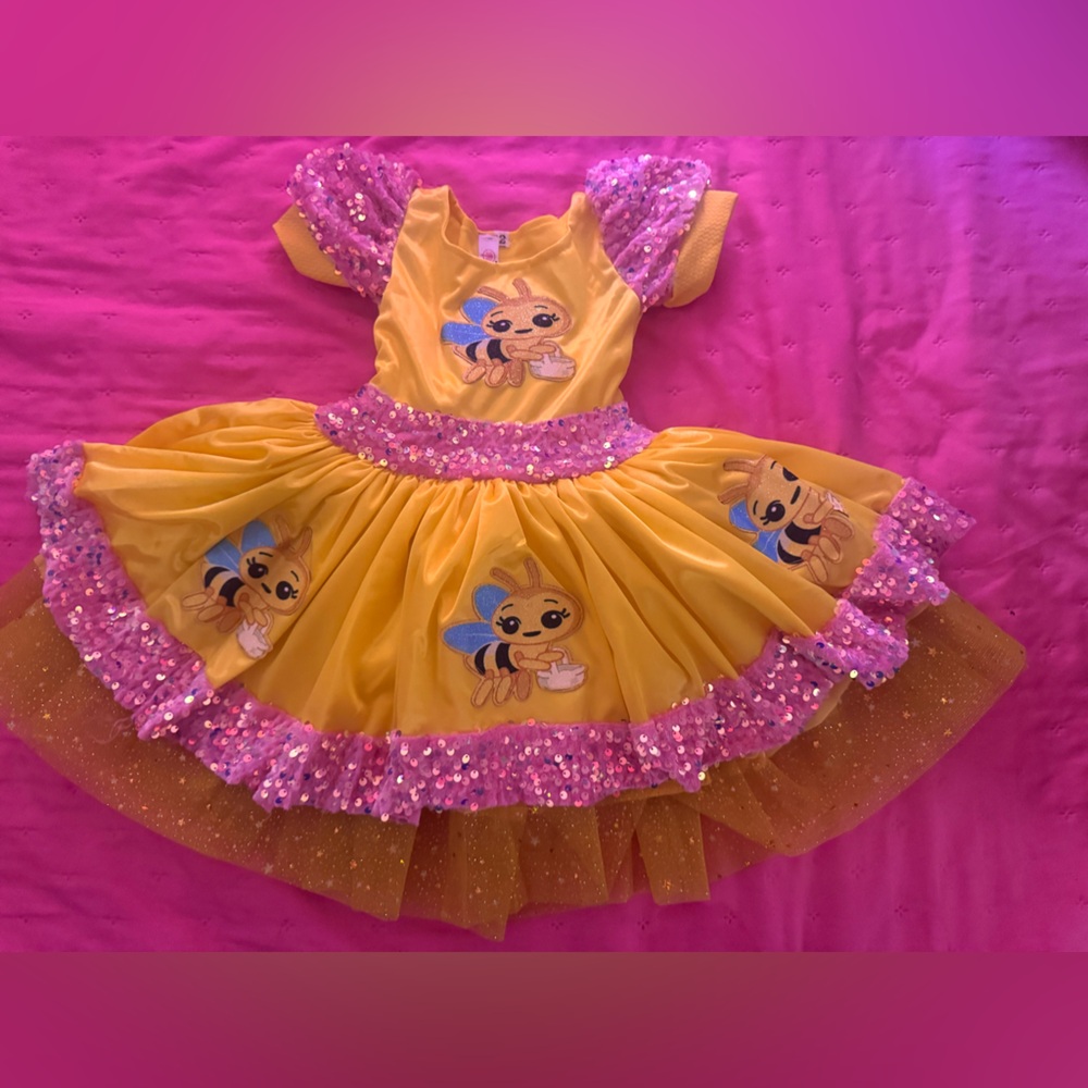 Sparkling Yellow and Pink Kids Dance Costume